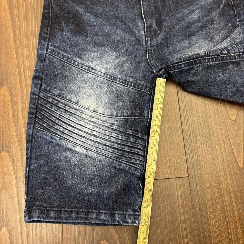 Akademiks Moto Biker Shorts Boys Size 16 Blue Denim Distressed Detail Streetwear
